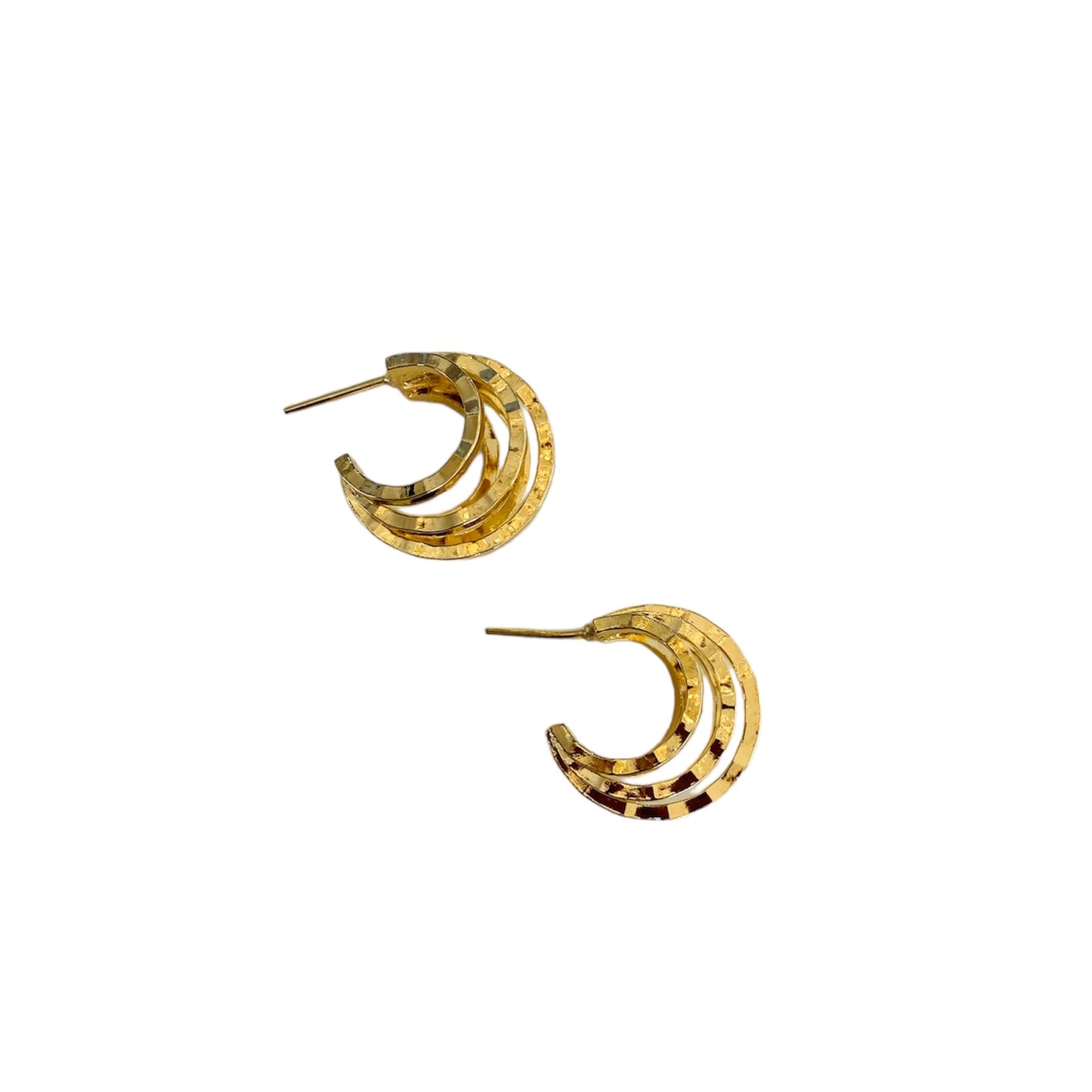 Aretes Arracadas 5 Aros - Baño de Oro 18K