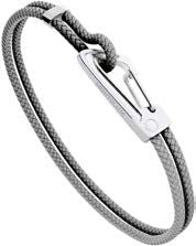 Pulsera de piel trenzada gris con cierre de mosquetón
