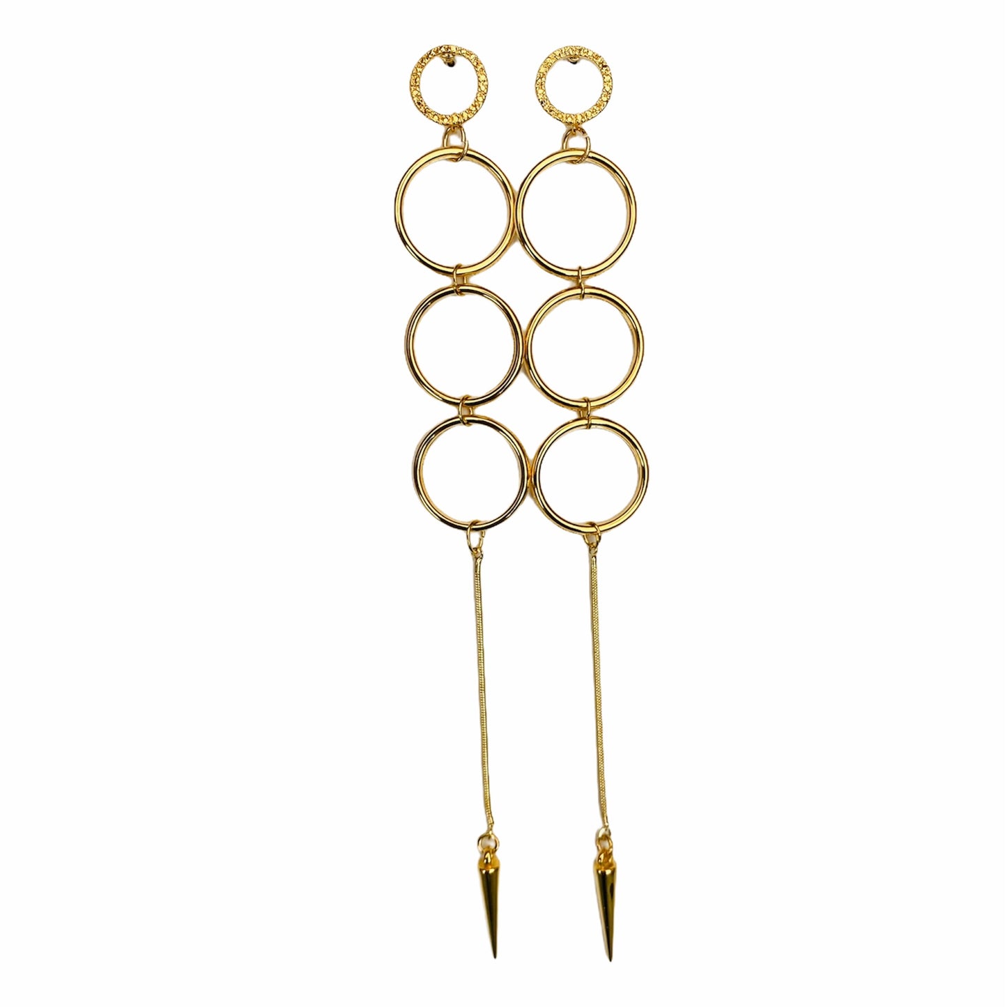 Aretes Largos con Aros - Baño de Oro 18K