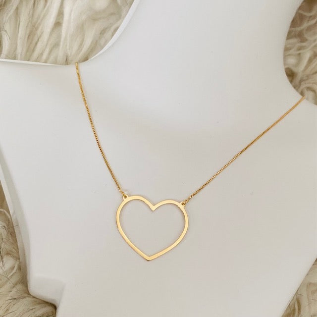 Collar Corazón Abierto-Baño de Oro 18K