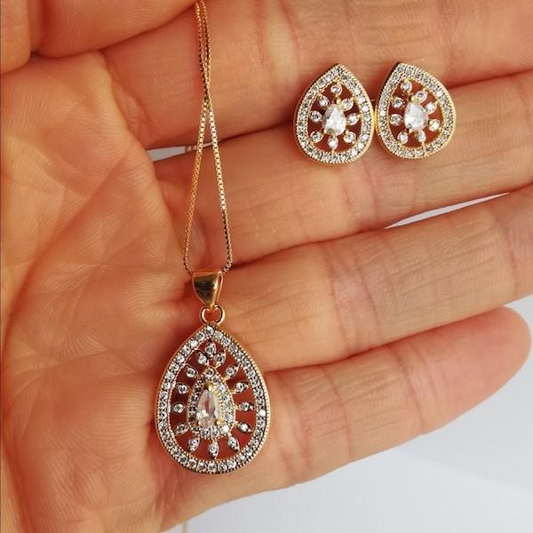 Conjunto Gota - Baño de Oro 18K