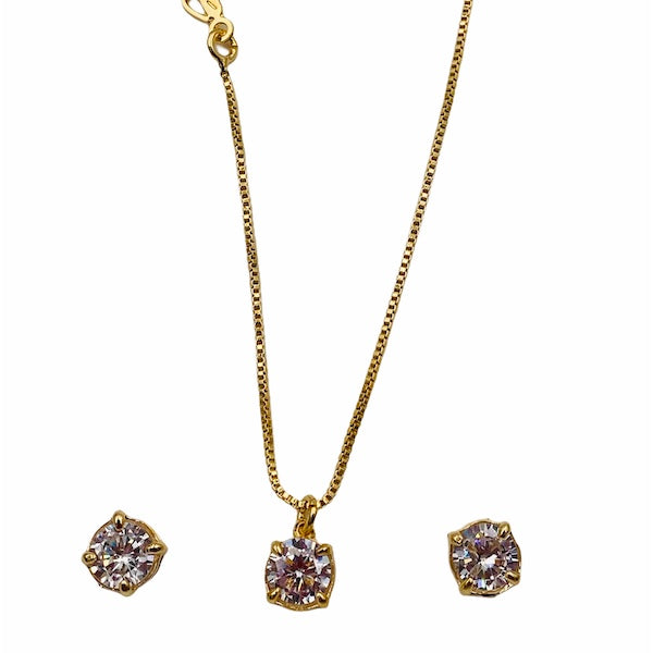 Conjunto Smile Transparente-Baño de Oro 18K-Dorado
