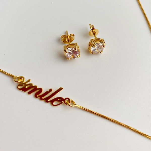 Conjunto Smile Transparente-Baño de Oro 18K-Dorado