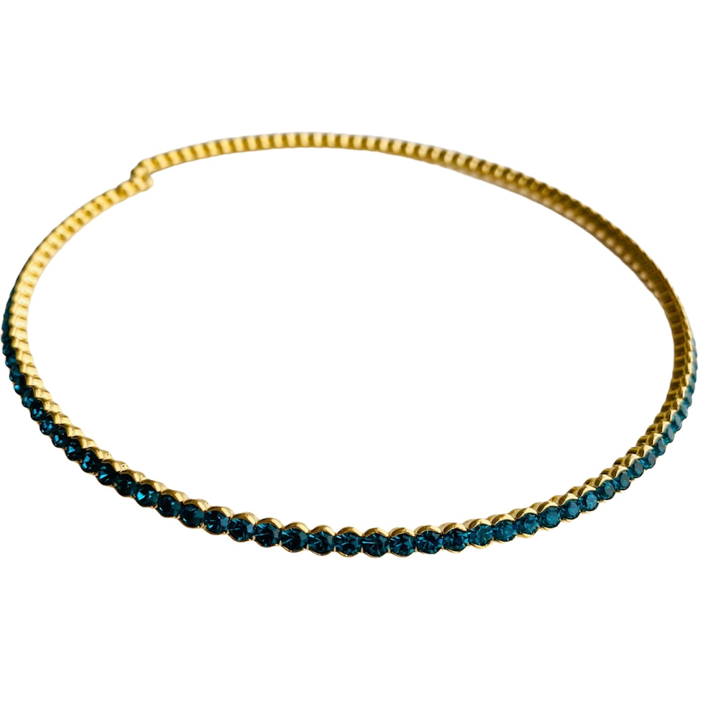 Gargantilla con Cristales Azules- Baño de Oro 18K