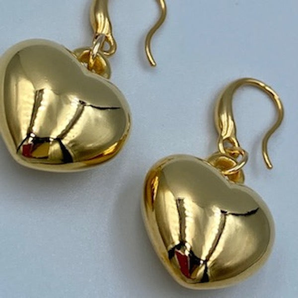 Aretes Corazon Grande-Baño de Oro 18K