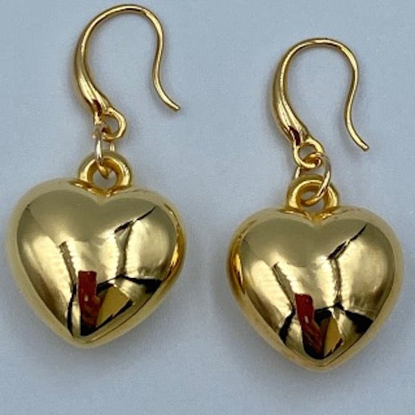 Aretes Corazon Grande-Baño de Oro 18K