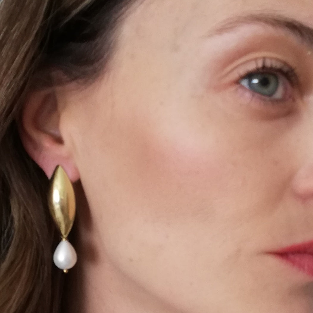 Aretes Perla Princesa- Baño de Oro 18K
