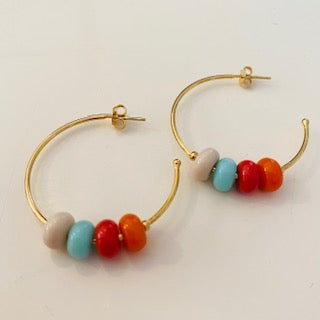 Arracadas Colores Baño de Oro 18K