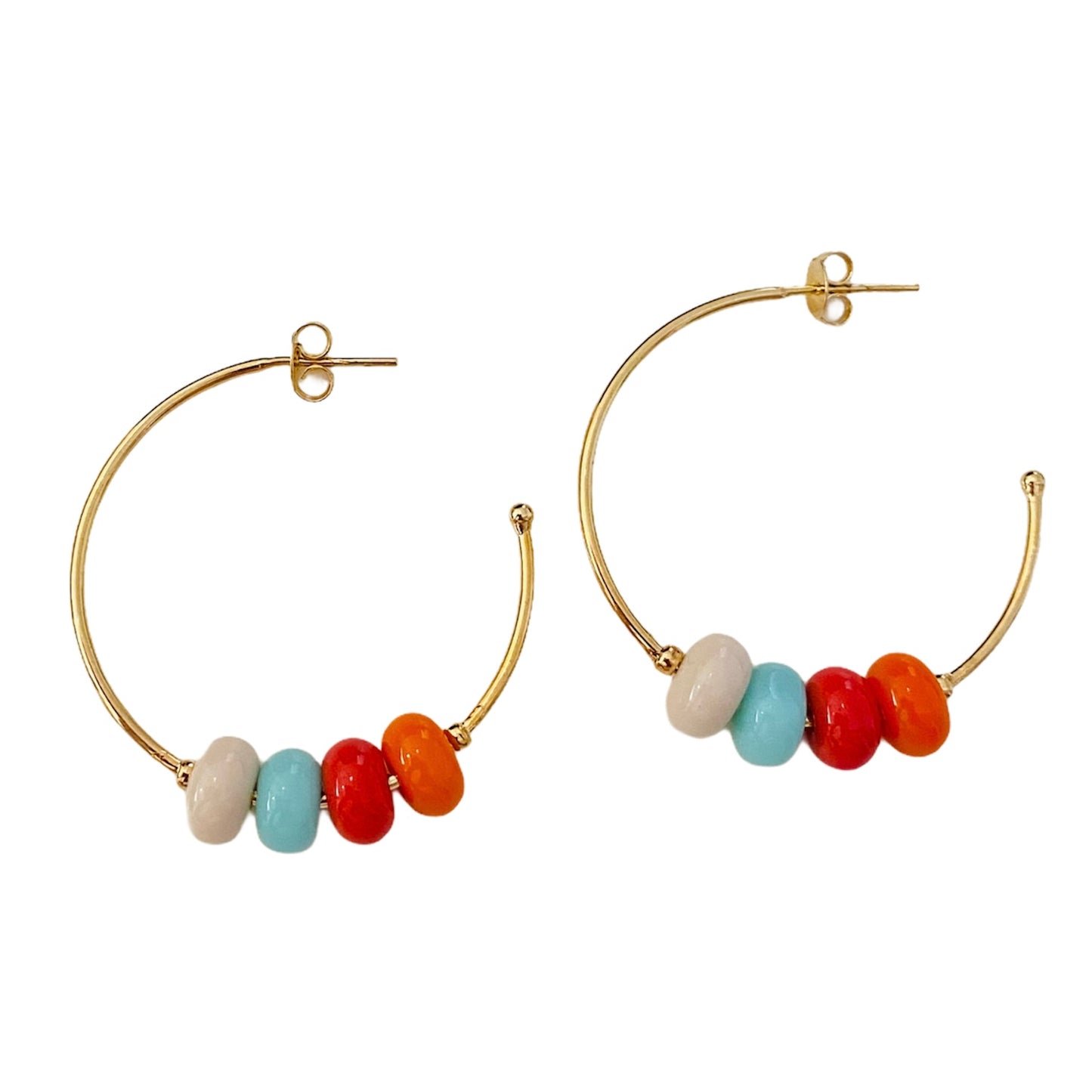 Arracadas Colores Baño de Oro 18K