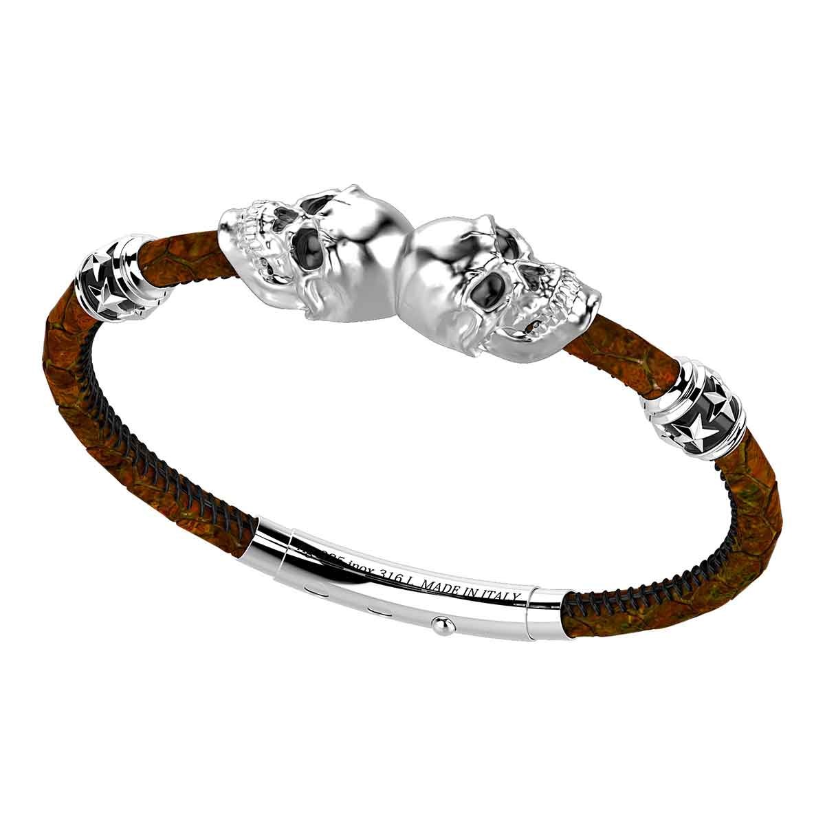 Brazalete Calavera Plata Café