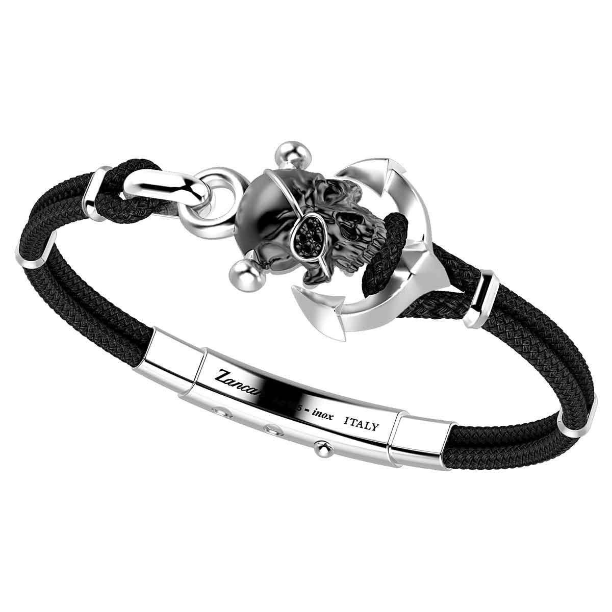 Brazalete Calavera Plata Negro