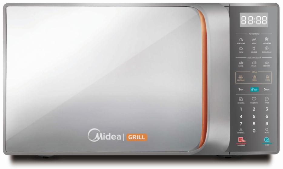 HORNO MICROONDAS MIDEA MODELO MMDV11G2DG 31L / 1.1 PIES CÚBICOS PLATA