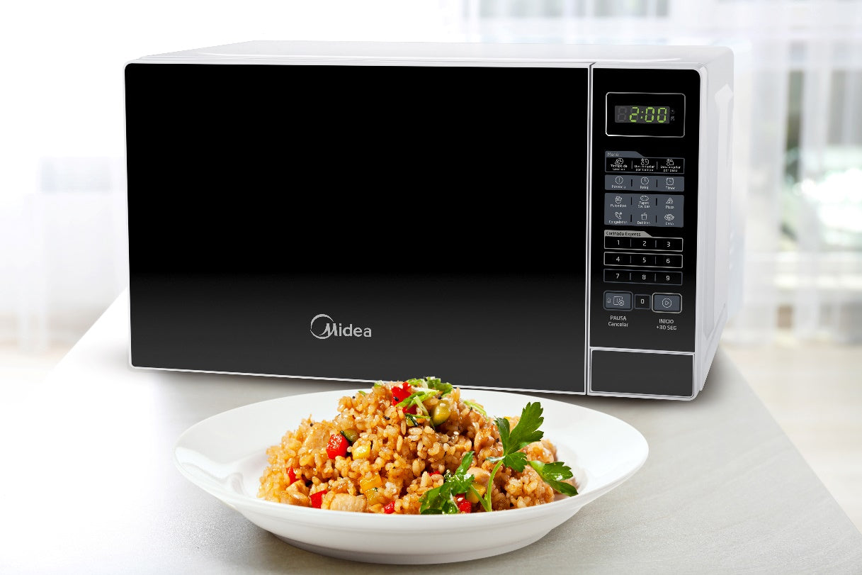 HORNO MICROONDAS MIDEA MODELO MMDR07S2BW 20L / 0.7 PIES CÚBICOS NEGRO Y BLANCO