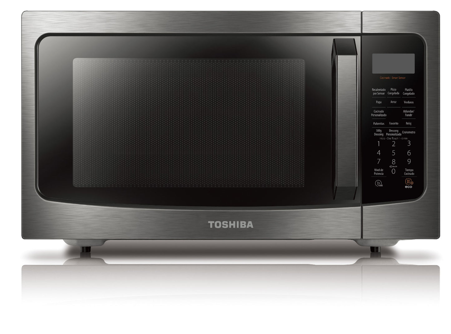 HORNO MICROONDAS TOSHIBA MODELO TML12S2EBSS 34L / 1.2 PIES CÚBICOS ACERO INOXIDABLE NEGRO