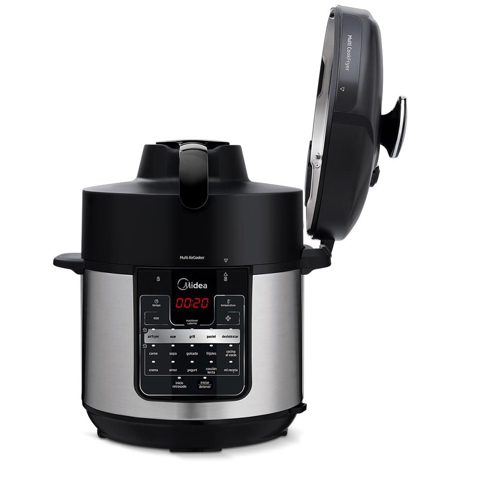 MULTI AIRCOOKER (FREIDORA DE AIRE Y OLLA DE PRESIÓN) MIDEA MODELO MPA64A2ESS NEGRO CON ACERO INOXIDABLE