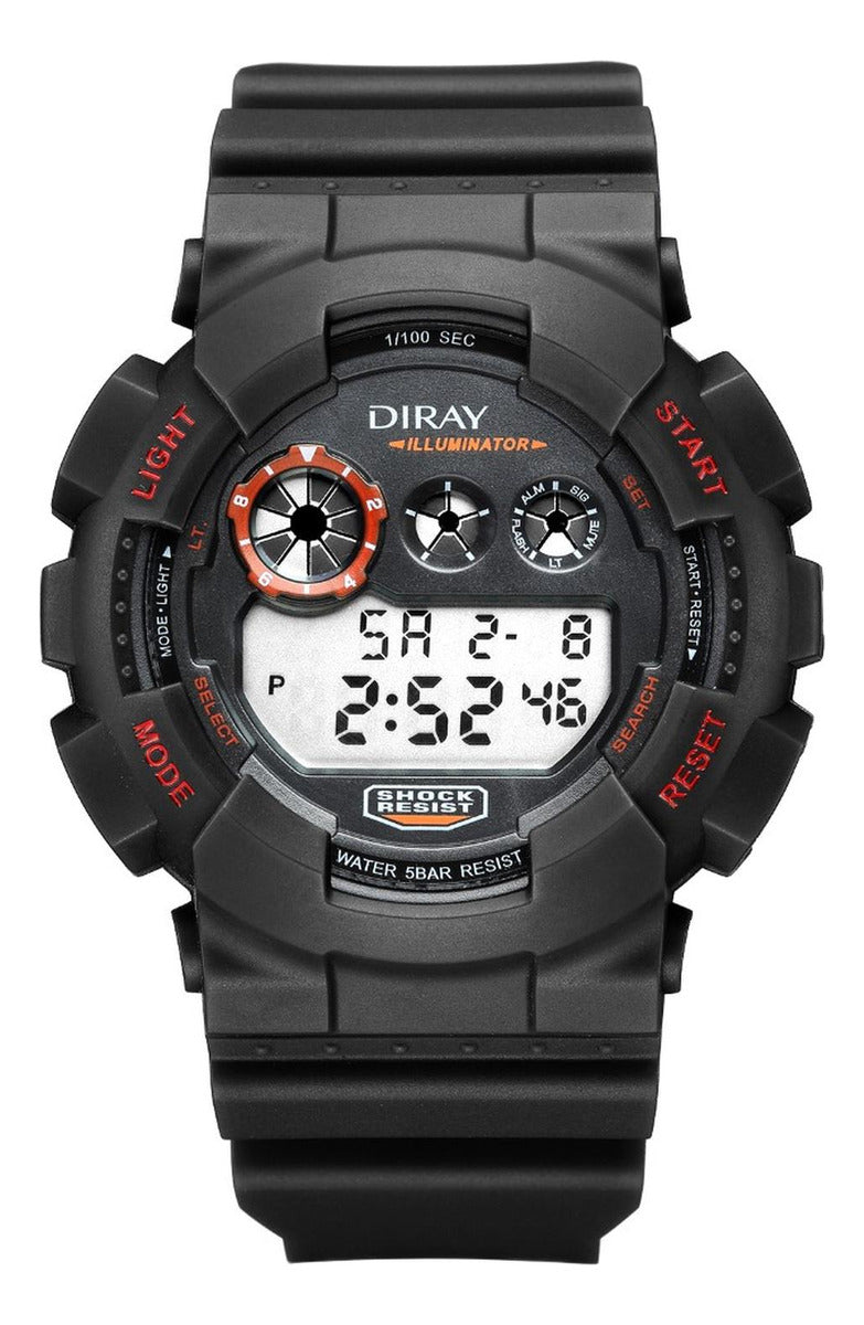 Reloj Diray Gents Black Negro DR341G1 De Resina Hombre