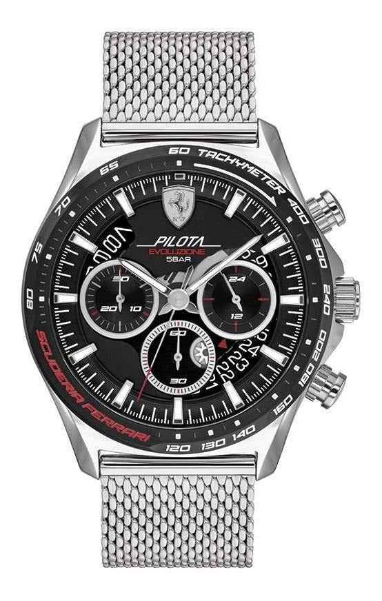 Reloj Ferrari Pilota Evo Plateado 0830826 Para Hombre