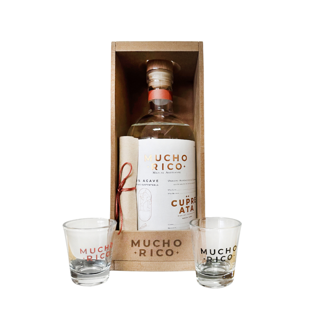 Set Mezcal Artesanal Joven Cupreata Mucho Rico 700ml