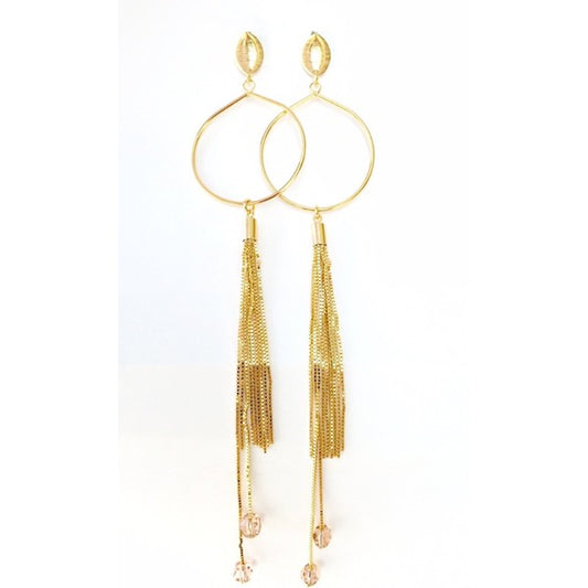 Aretes Súper Largos- Baño de Oro 18K