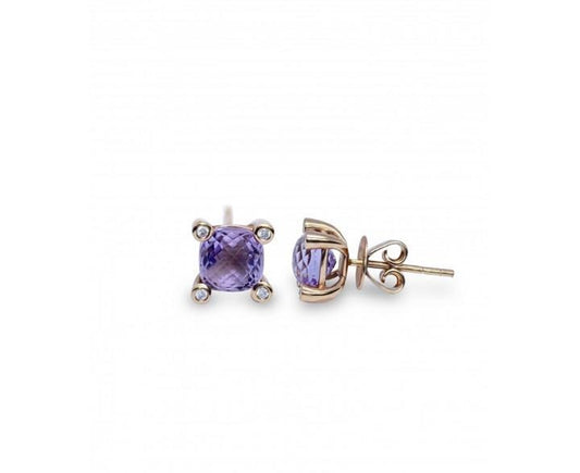 ARETES 14K ORO AMATISTA