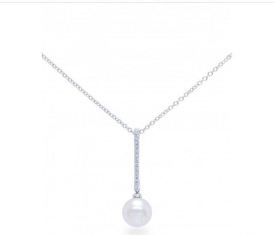 DIJE CON CADENA 14K OB 0.05 CT PERLA