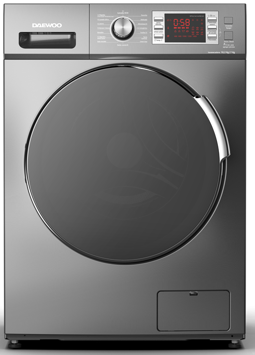 LAVASECADORA DAEWOO MODELO DWCF15N2SNFW  15KG / 8KG ULTRA MOTION CUBE / COMPACT TECHNOLOGY GRAFITO