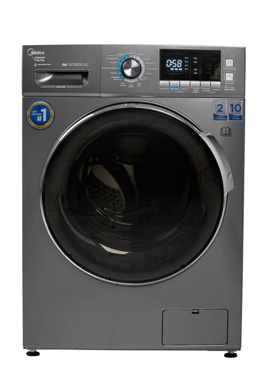 LAVASECADORA MIDEA MODELO MLCF15N2SNDF  15KG / 8KG ULTRA MOTION CUBE / COMPACT TECHNOLOGY GRAFITO CON MARCO DE PUERTA CROMADO